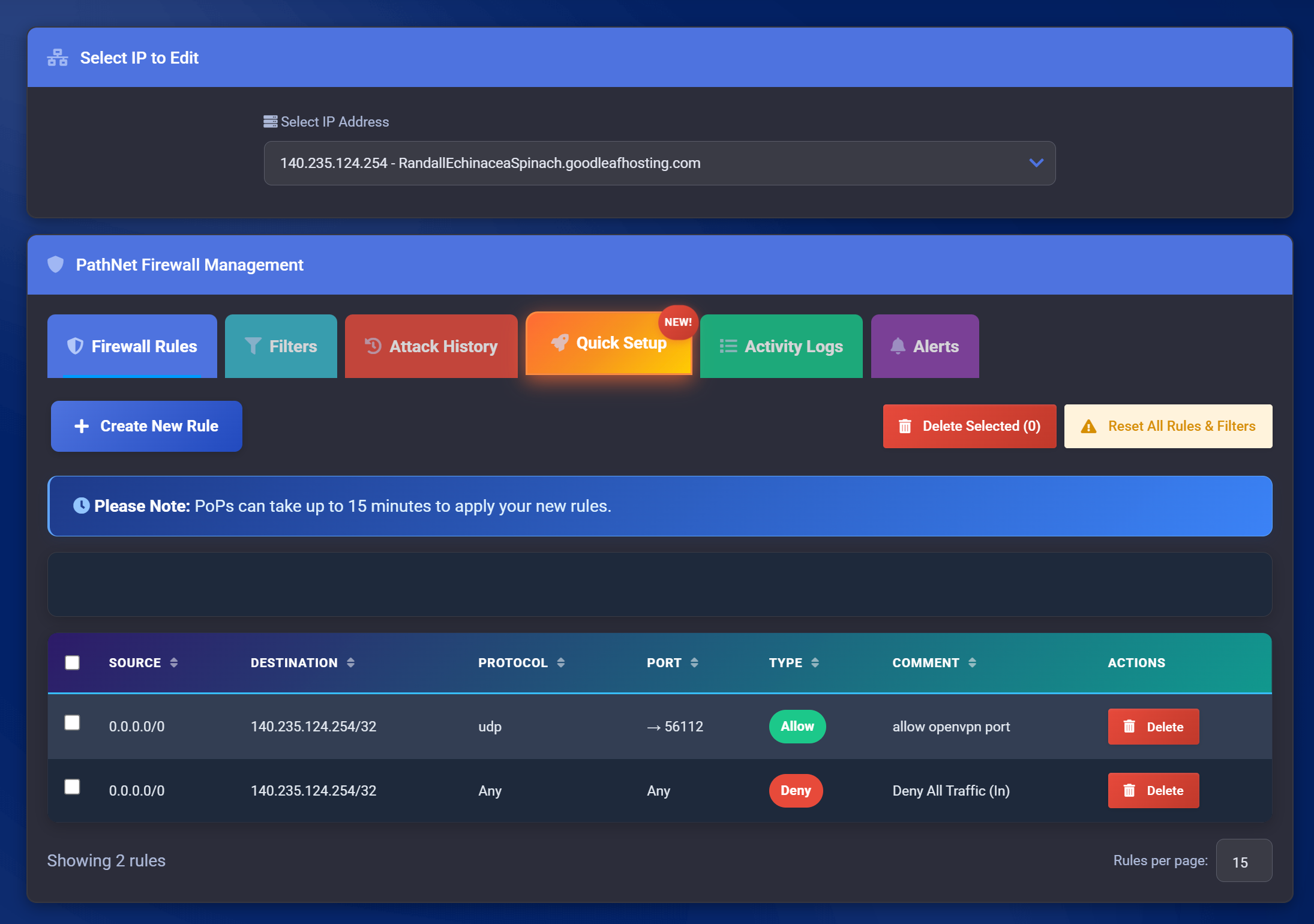Main DDoS Dashboard