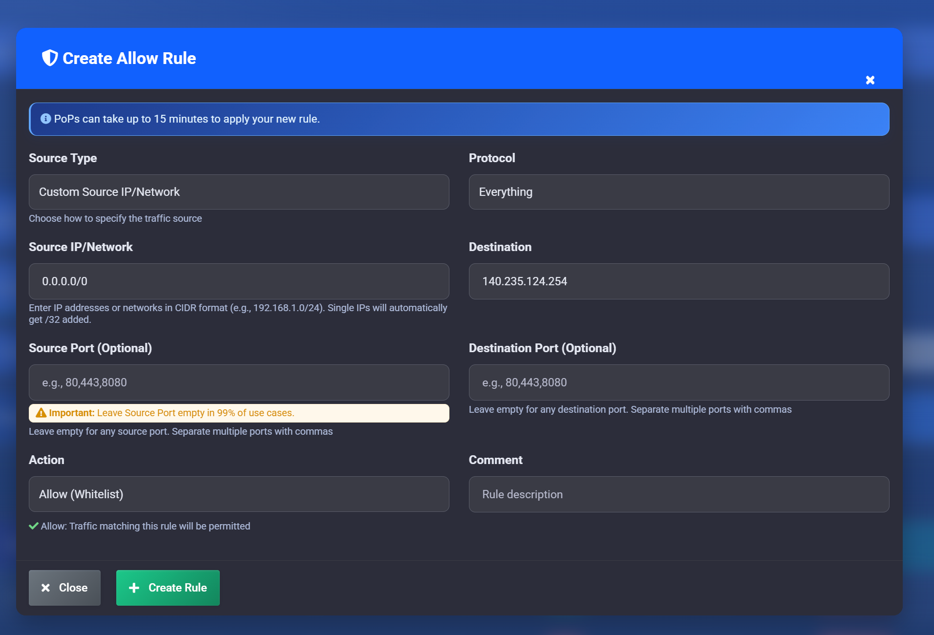 Creating New Rules Interface
